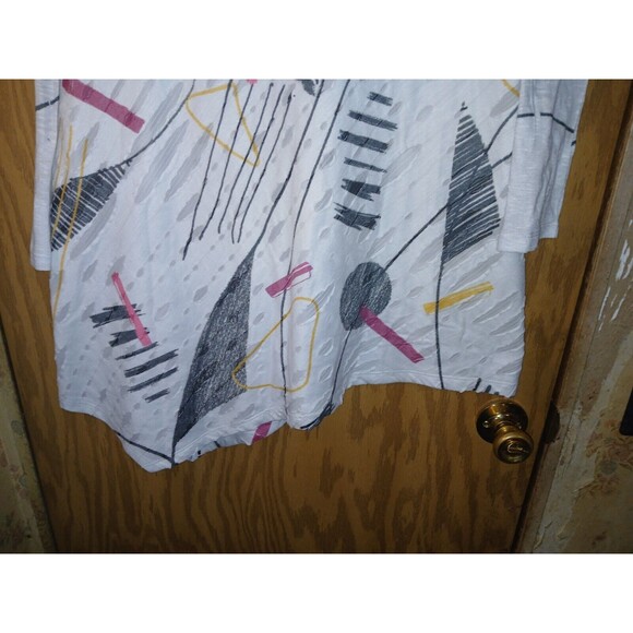 Jess & Jane Top White Abstract Print Womens XL Asymmetric Cut Out USA - Picture 12 of 12